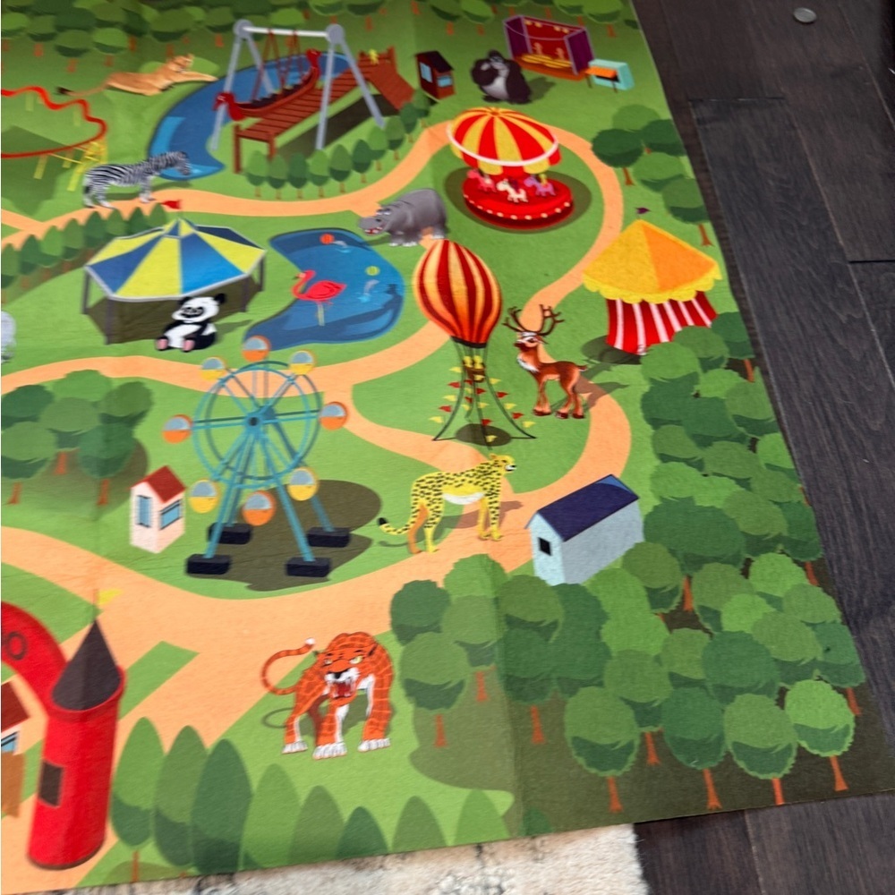 Colorful Zoo Themed Play Mat for Imaginative Play Kids Toddlers - Picture 5 of 7